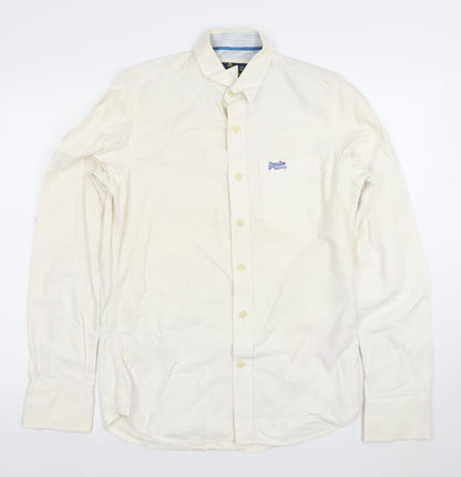 Mens UK Collar Size M Superdry Smart Ivory  Dress Shirt