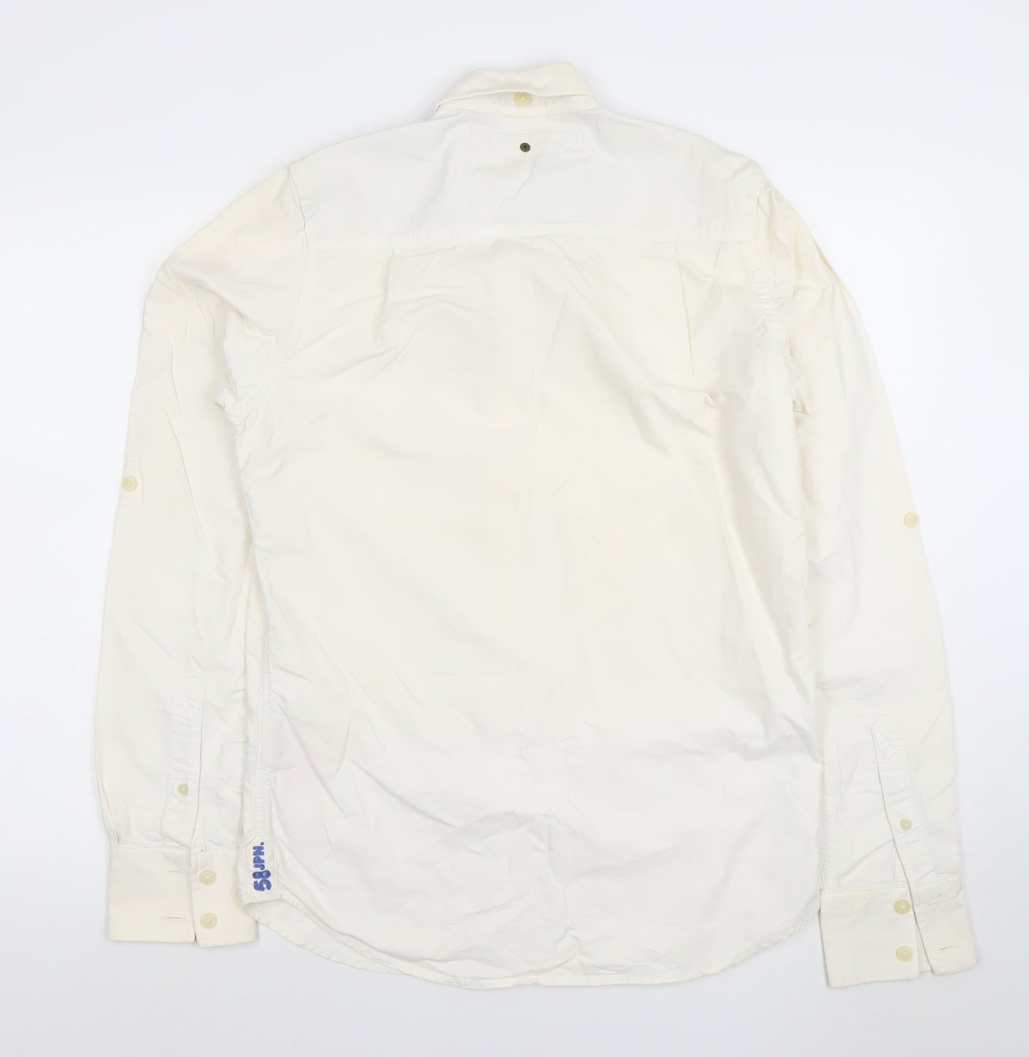 Mens UK Collar Size M Superdry Smart Ivory  Dress Shirt