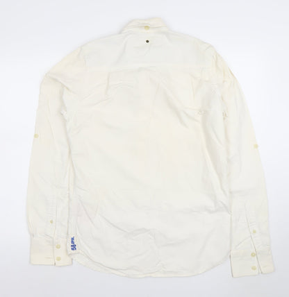 Mens UK Collar Size M Superdry Smart Ivory  Dress Shirt