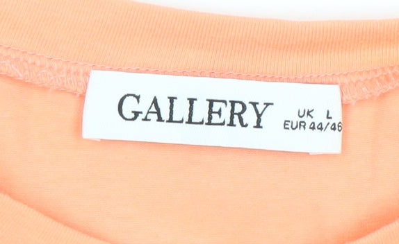 Womens UK Size L Gallery Orange Basic T-Shirt