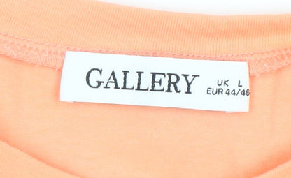 Womens UK Size L Gallery Orange Basic T-Shirt