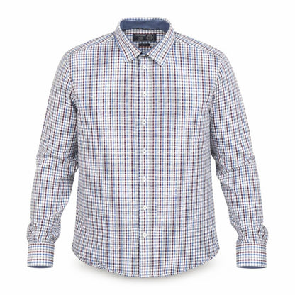 Paul Costelloe Living Men's Blue Check Cotton Long Sleeve Button-Up Shirt Large