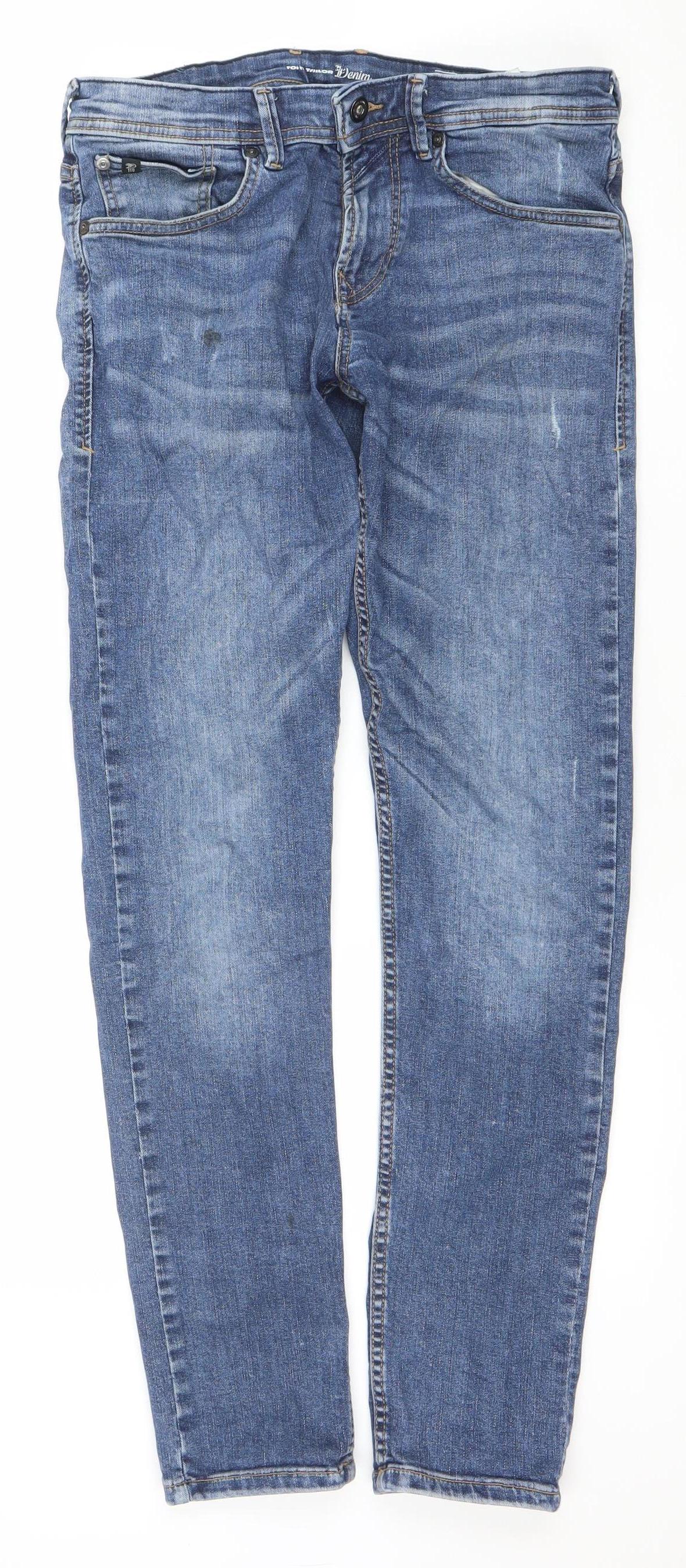 Mens UK Size 32 Tom Tailor Denim Slim Fit Straight Blue Jeans