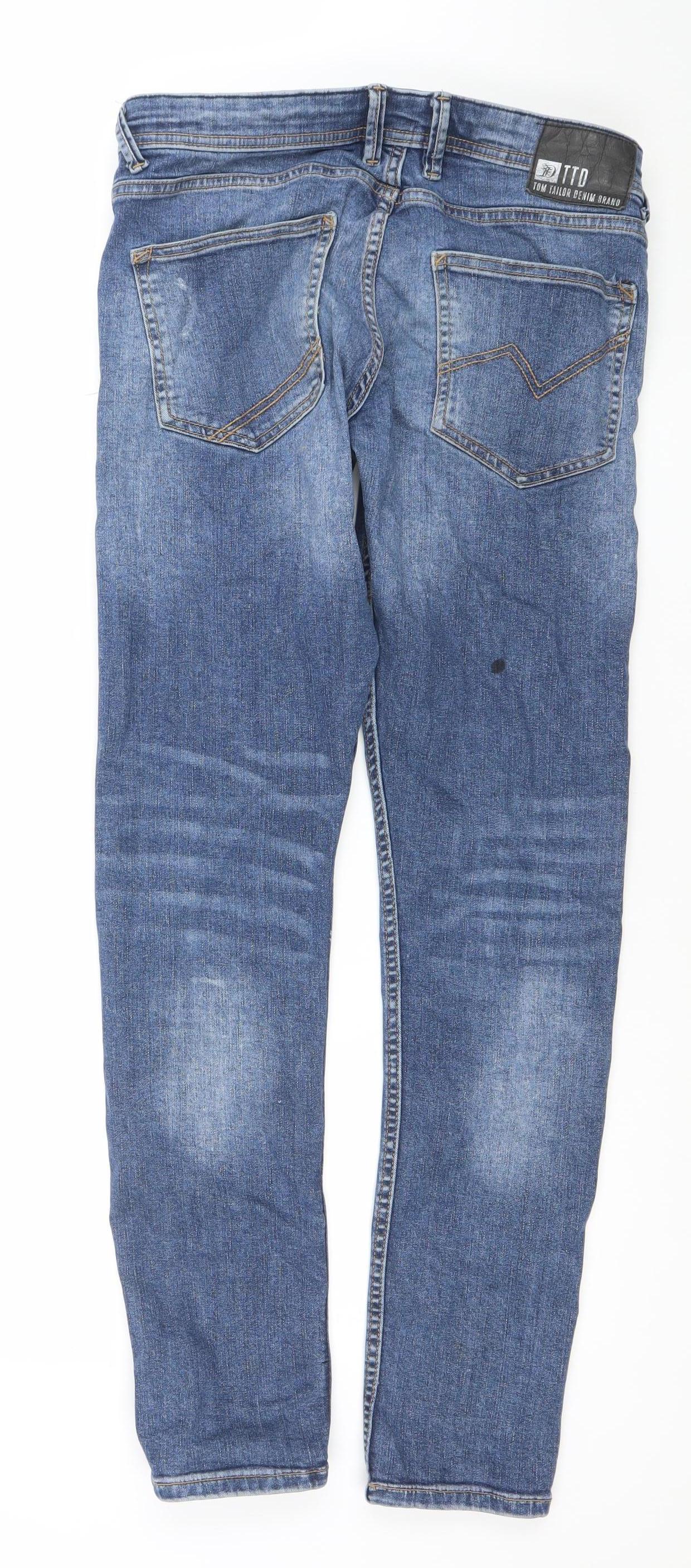 Mens UK Size 32 Tom Tailor Denim Slim Fit Straight Blue Jeans