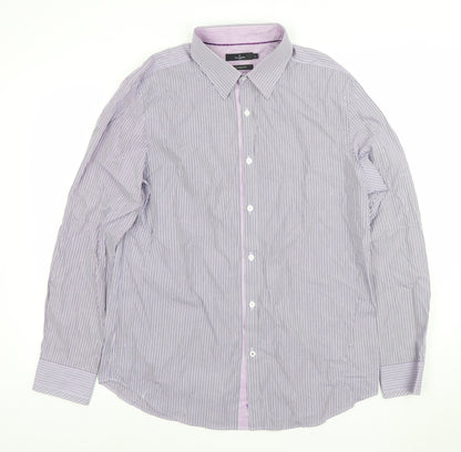 Mens UK Collar Size L Jeff Banks Smart Purple  Dress Shirt