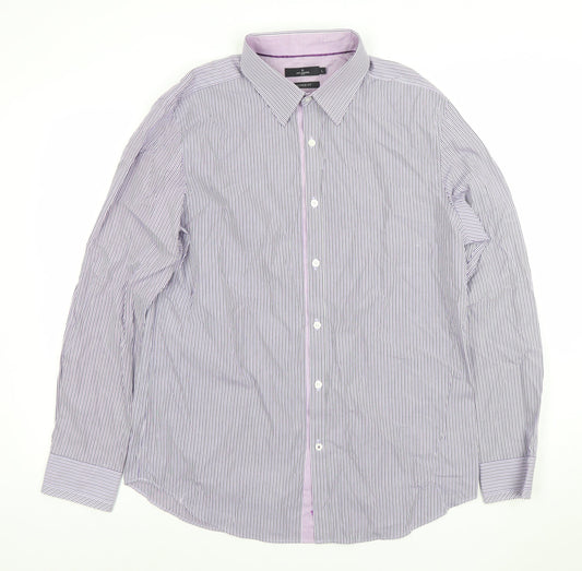 Mens UK Collar Size L Jeff Banks Smart Purple  Dress Shirt