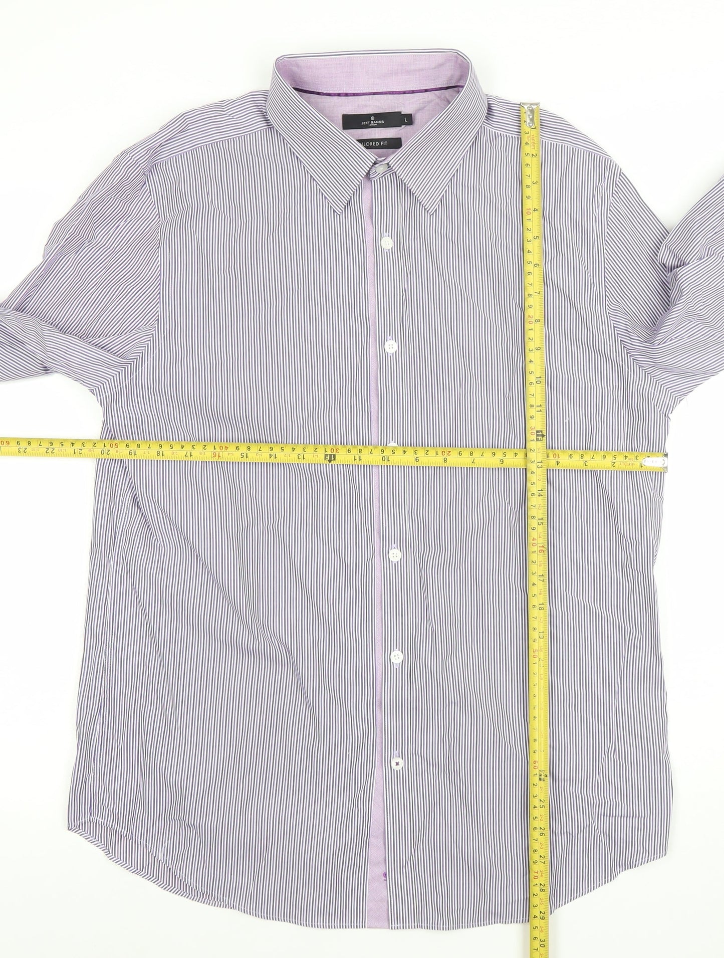 Mens UK Collar Size L Jeff Banks Smart Purple  Dress Shirt