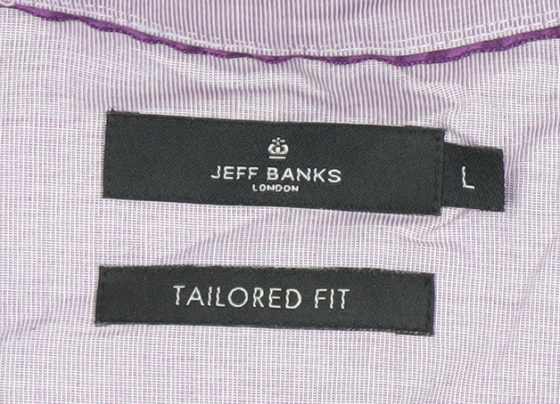 Mens UK Collar Size L Jeff Banks Smart Purple  Dress Shirt