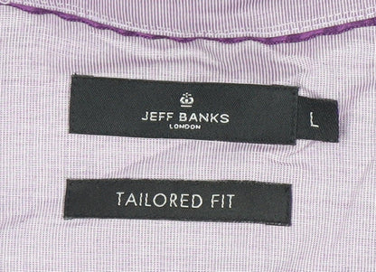 Mens UK Collar Size L Jeff Banks Smart Purple  Dress Shirt