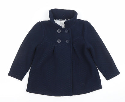 Jasper Conran Junior Girls Blue Pea Coat 4-5 Years Double Breasted Winter Jacket