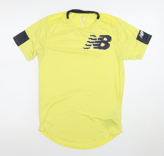 Mens UK Size XS New Balance Yellow Running & JoggingGym & Training T-Shirt