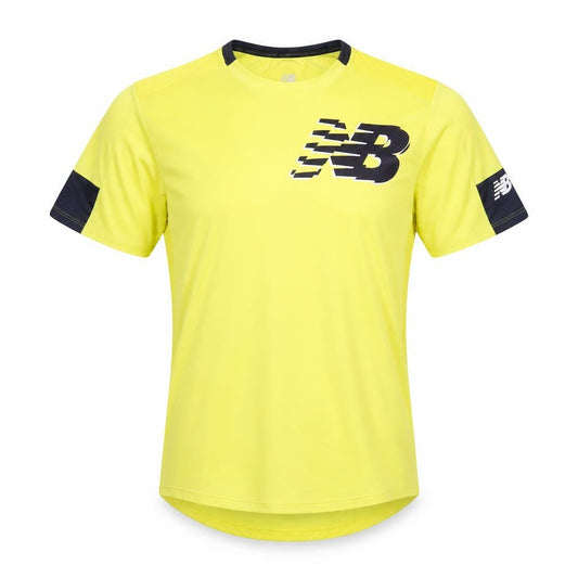 Mens UK Size XS New Balance Yellow Running & JoggingGym & Training T-Shirt