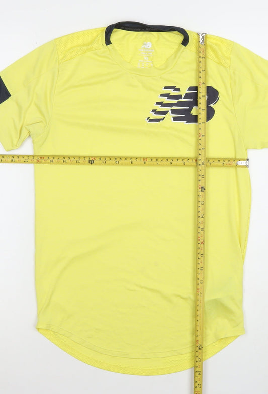 Mens UK Size XS New Balance Yellow Running & JoggingGym & Training T-Shirt