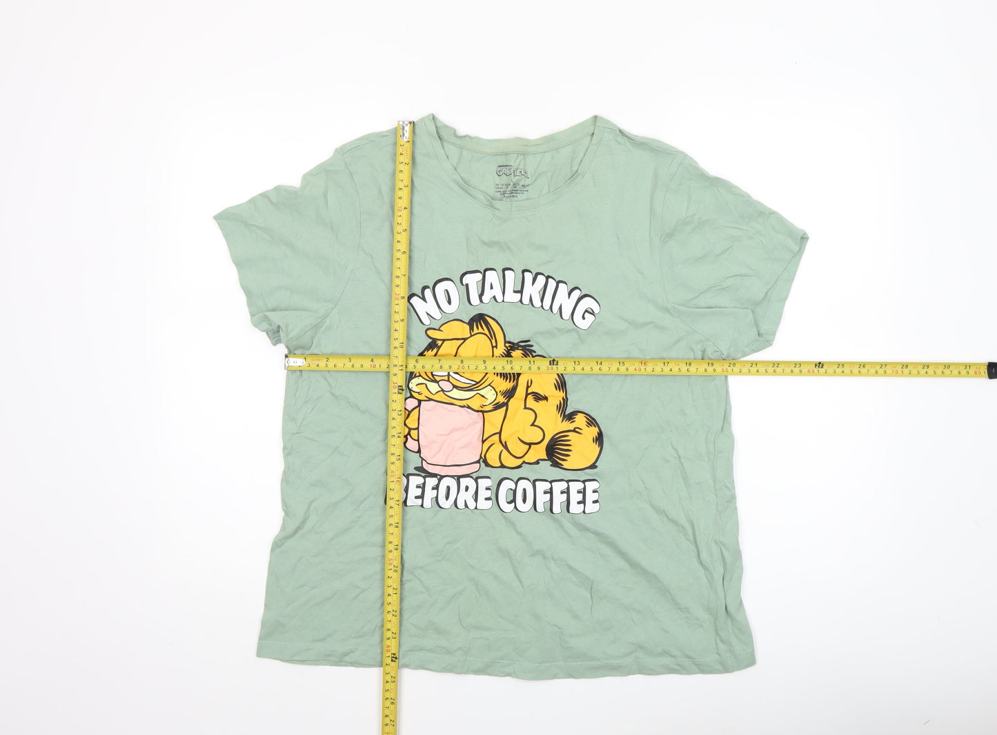 Garfield Women’s Green L T-Shirt Nightshirt ‘No Talking Before Coffee’
