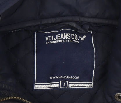 Womens UK Size 12 Voi Jeans Co. Blue Quilted Coat