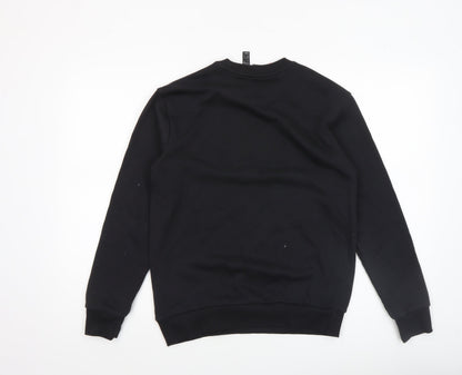 Adidas Boys Black 13-14 Years Pullover Crew Neck Logo Sweatshirt