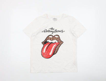 Girls UK Size 14-15 Years The Rolling Stones White Graphic Print T-Shirt