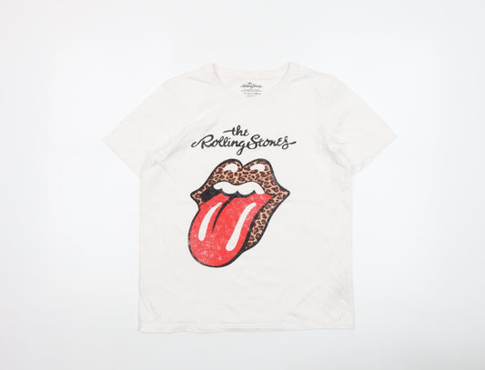 Girls UK Size 14-15 Years The Rolling Stones White Graphic Print T-Shirt