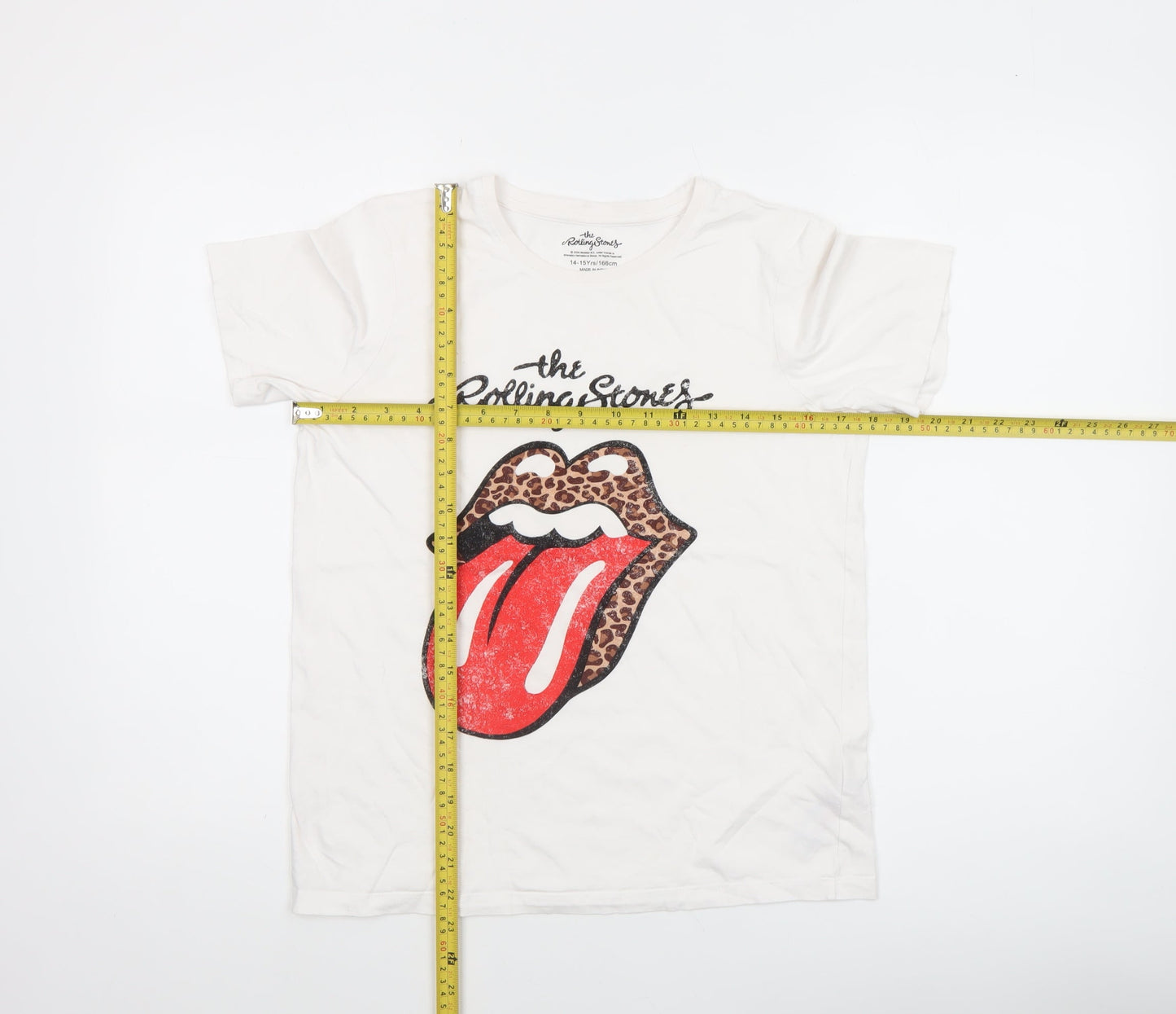 Girls UK Size 14-15 Years The Rolling Stones White Graphic Print T-Shirt