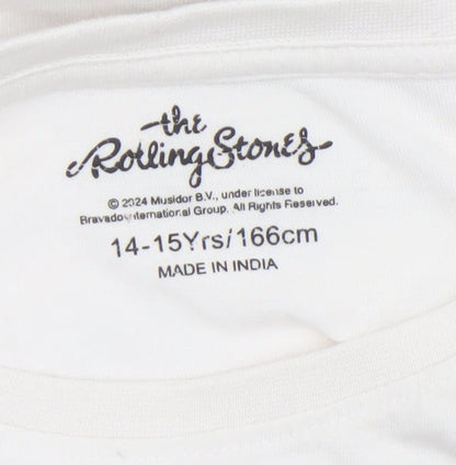 Girls UK Size 14-15 Years The Rolling Stones White Graphic Print T-Shirt