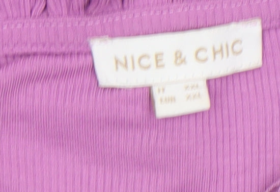 Womens UK Size 2XS Nice & Chic Purple Basic T-Shirt