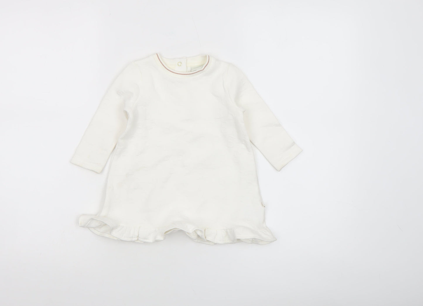 Ted Baker Girls Ivory Long Sleeve Tunic T-Shirt 9-12 Months Cotton Blend