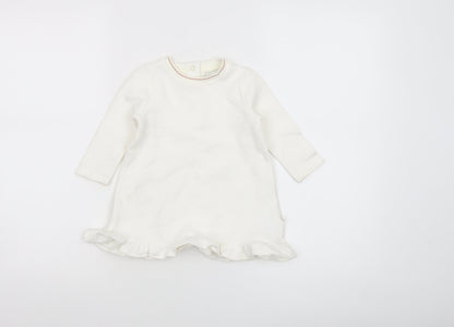 Ted Baker Girls Ivory Long Sleeve Tunic T-Shirt 9-12 Months Cotton Blend