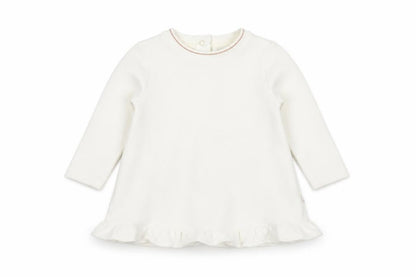 Front view of Ted Baker girls’ ivory long sleeve tunic t-shirt 9-12 months cotton blend