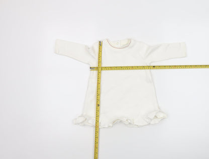 Ted Baker Girls Ivory Long Sleeve Tunic T-Shirt 9-12 Months Cotton Blend