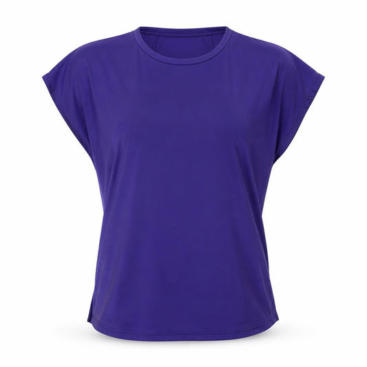 Front view of Dunnes Women Purple Activewear T-Shirt, size S, Lightweight Stretch Top