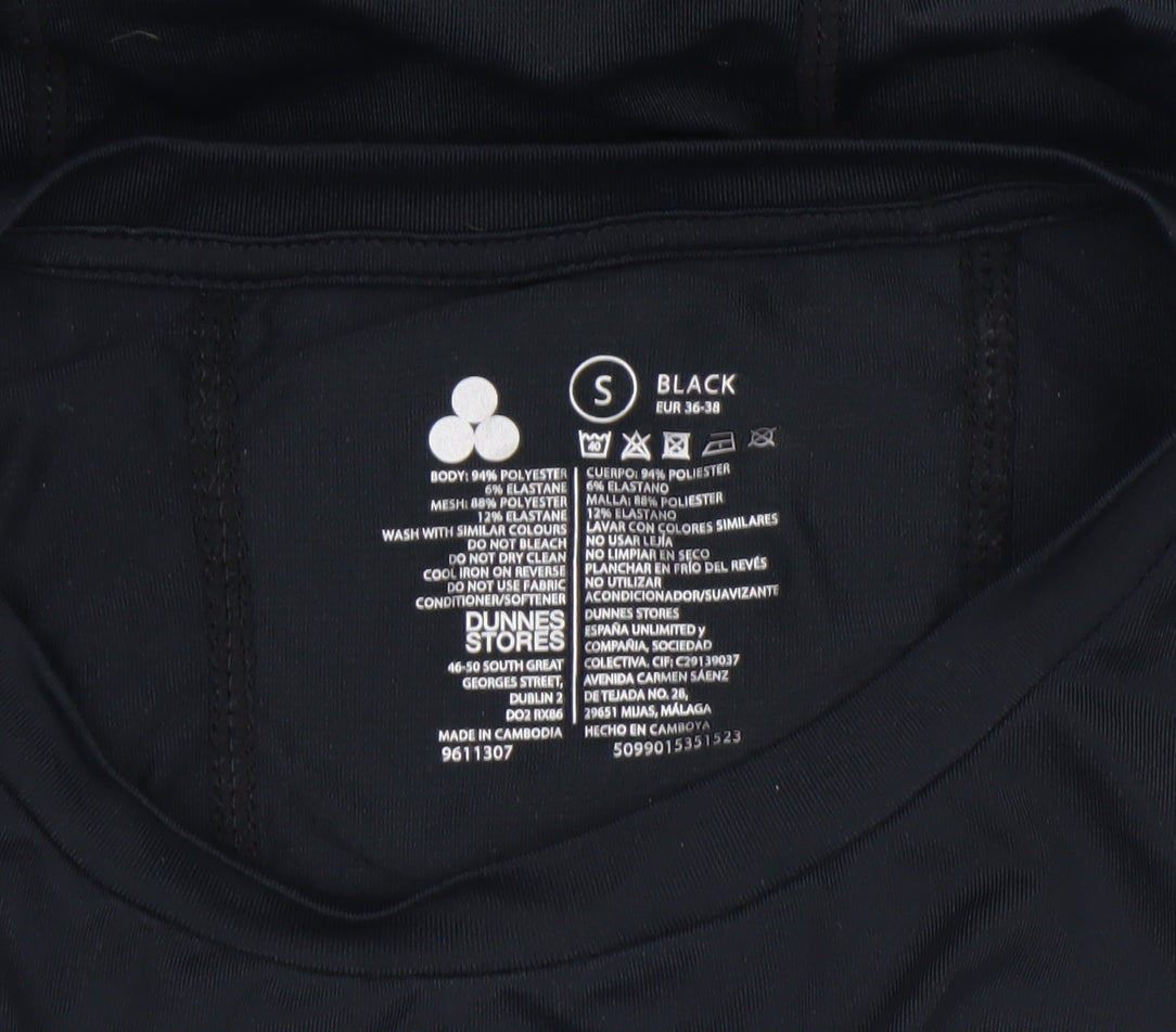 Womens UK Size S Dunnes Stores Black Gym & Training Running & Jogging Yoga T-Shi