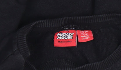 Disney Girls Black Mickey Mouse Sequin Pullover Sweatshirt 11-12 Years