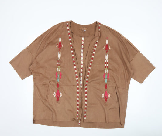 Womens UK Size 12 Amisu Brown Kimono Coat