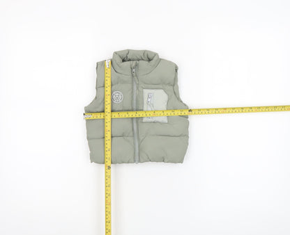 George Baby Unisex Green Puffer Gilet 3-6 Months Polyester Lined Zip Vest