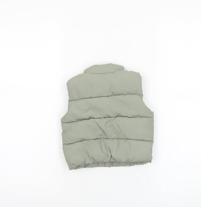 George Baby Unisex Green Puffer Gilet 3-6 Months Polyester Lined Zip Vest