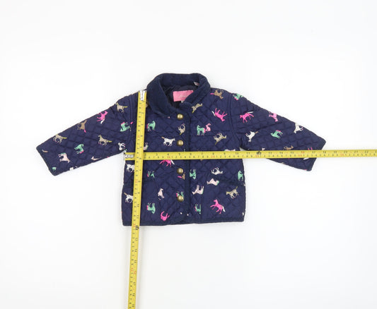 Girls UK Size 6-9 Months Joules Blue Quilted Coat