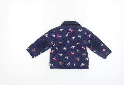 Girls UK Size 6-9 Months Joules Blue Quilted Coat