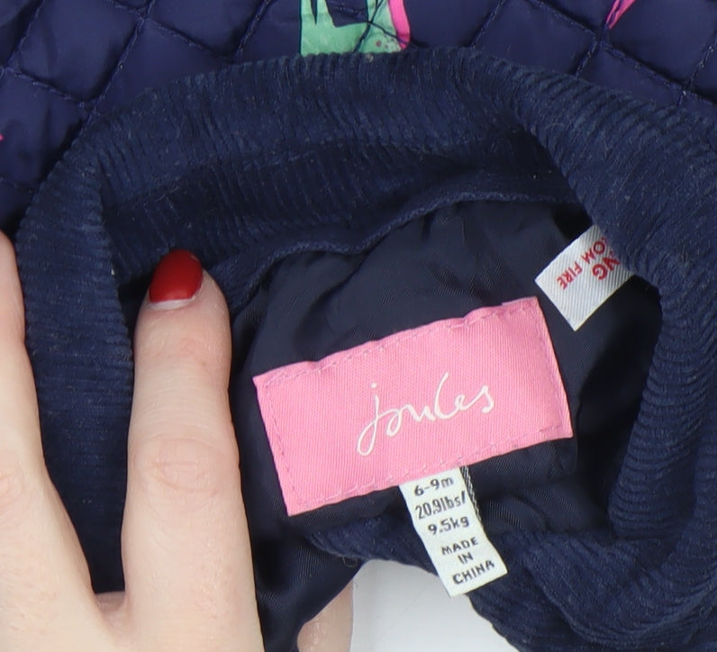 Girls UK Size 6-9 Months Joules Blue Quilted Coat