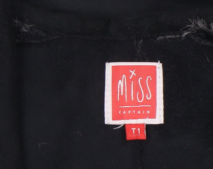 Miss Captain Women's Black Faux Fur Trim Waistcoat Size 8