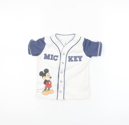 Disney Baby Mickey Mouse White Button-Up Jersey T-Shirt 12-18M