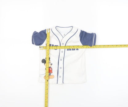 Disney Baby Mickey Mouse White Button-Up Jersey T-Shirt 12-18M