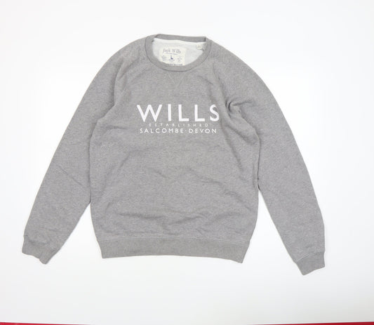 Mens UK Size M Jack Wills Grey Pullover Sweatshirt