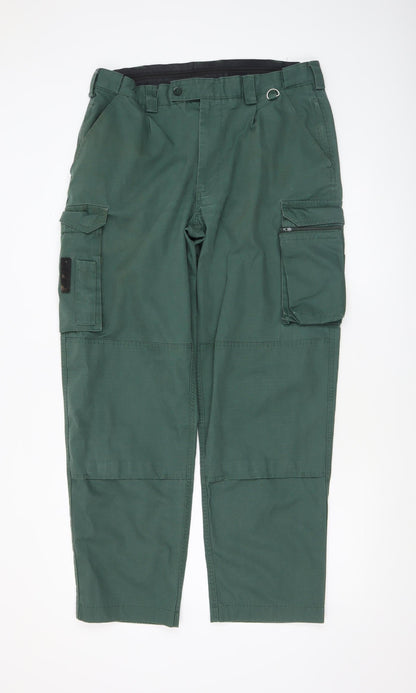 Mens UK Size M Tailored Image Regular Fit Cargo Green Trousers