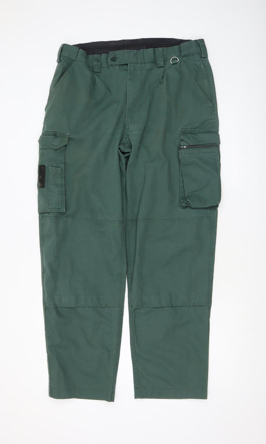 Mens UK Size M Tailored Image Regular Fit Cargo Green Trousers