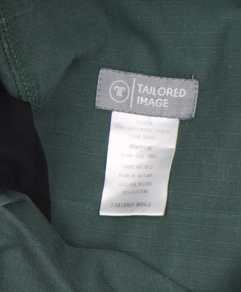Mens UK Size M Tailored Image Regular Fit Cargo Green Trousers