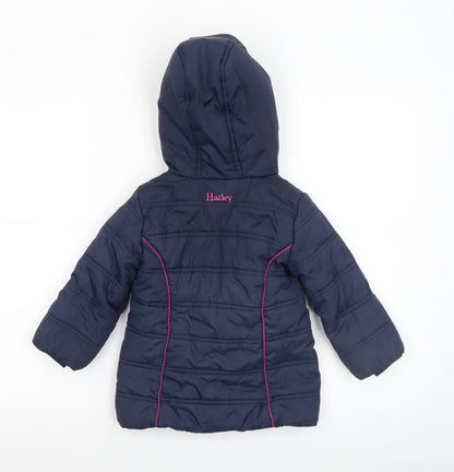 Girls UK Size 2 Years Hatley Blue Puffer Jacket