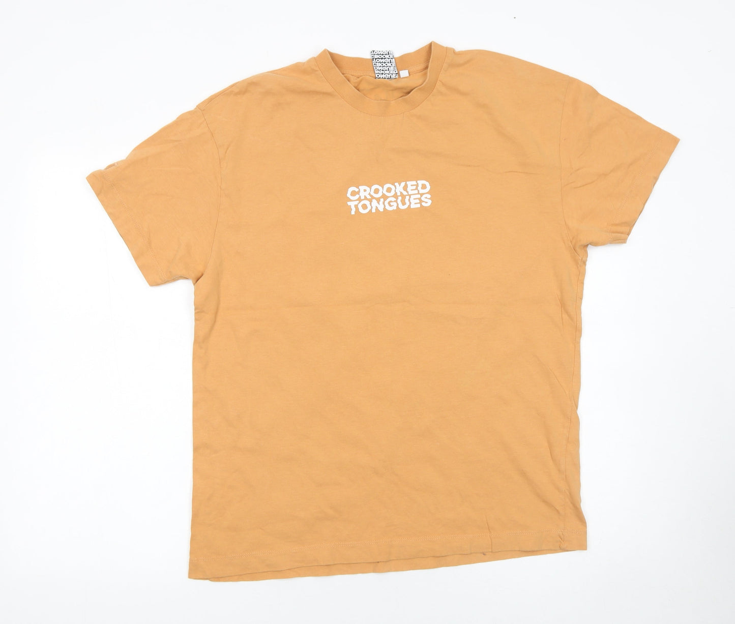Mens UK Size M Crooked Tongues Beige  T-Shirt