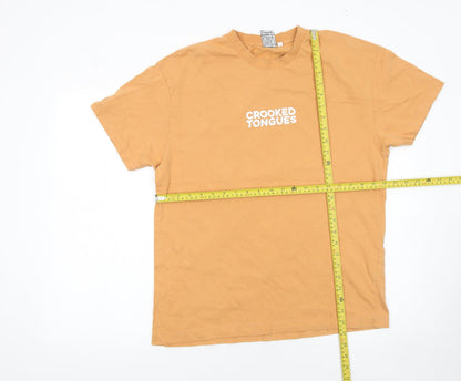 Mens UK Size M Crooked Tongues Beige  T-Shirt