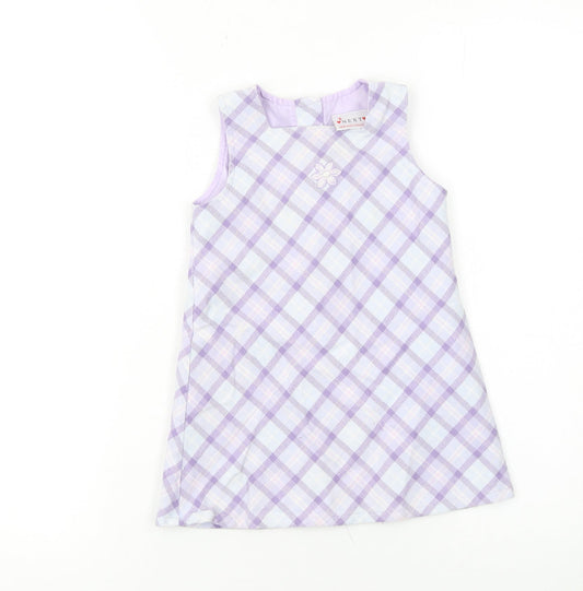 Next Girls Purple Check A-Line Sleeveless Dress 12-18 Months