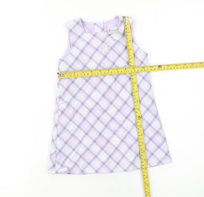 Next Girls Purple Check A-Line Sleeveless Dress 12-18 Months